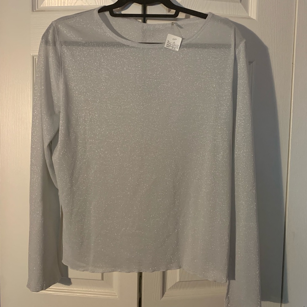 Anthropologie One Girl Who Metallic Top-XL
